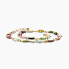 Load image into Gallery viewer, Multi-Tourmaline Chicklet Gold Choker