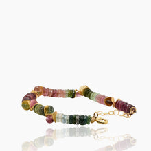 Load image into Gallery viewer, Tourmaline Slices Gold Bracelet