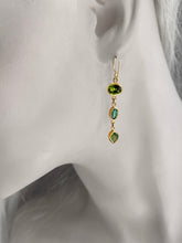 Load image into Gallery viewer, Trio Tourmaline 22K Gold Earrings