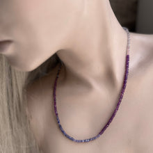 Load image into Gallery viewer, Triple Wrap Tanzanite Amethyst Bracelet/Necklace