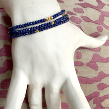 Load image into Gallery viewer, Triple Wrap Lapis Bracelet/Necklace
