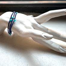 Load image into Gallery viewer, Triple Wrap Lapis with Turquoise Bracelet/Necklace