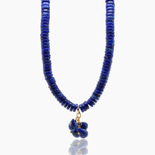 Load image into Gallery viewer, Lapis Discs and Cluster Gold Necklace