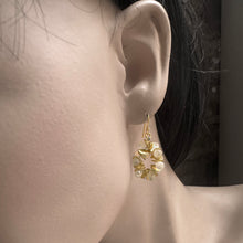 Load image into Gallery viewer, Moonstone Halo Gold Earrings
