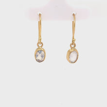 Load and play video in Gallery viewer, Rainbow Moonstone Gold Earrings

