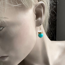 Load image into Gallery viewer, Gold Earring with Amazonite and Moonstone

