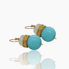 Load image into Gallery viewer, Gold Earring with Amazonite and Moonstone
