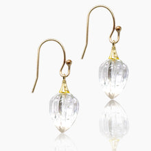 Load image into Gallery viewer, Carved Crystal Gold Drop Earrings
