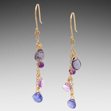Load image into Gallery viewer, Cascading Gold Gem Earrings