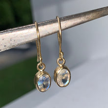 Load image into Gallery viewer, Rainbow Moonstone Gold Earrings