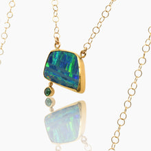 Load image into Gallery viewer, Boulder Opal Emerald Gold Necklace
