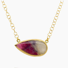 Load image into Gallery viewer, Pink Tourmaline with Quartz Gold Necklace