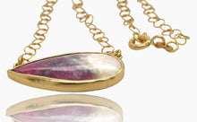 Load image into Gallery viewer, Pink Tourmaline with Quartz Gold Necklace
