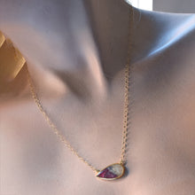 Load image into Gallery viewer, Pink Tourmaline with Quartz Gold Necklace
