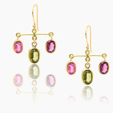 Load image into Gallery viewer, Peridot and Rubellite 18K Earrings