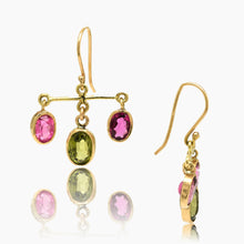 Load image into Gallery viewer, Peridot and Rubellite 18K Earrings