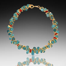 Load image into Gallery viewer, Aqua Apatite and Coral Gold Signature Bracelet