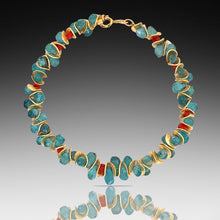 Load image into Gallery viewer, Aqua Apatite and Coral Gold Signature Bracelet