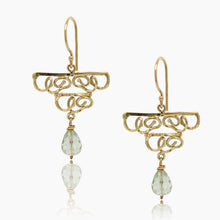 Load image into Gallery viewer, Gold Chandelier Earring with Green Amethyst
