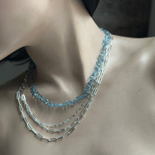 Load image into Gallery viewer, Multi Strand Sterling and Aquamarine Necklace
