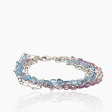 Load image into Gallery viewer, 4 Strand Aquamarine, Malaya Garnet and Sterling Bracelet
