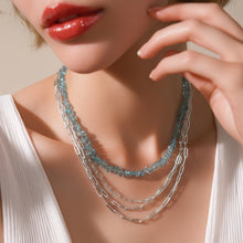 Load image into Gallery viewer, Multi Strand Sterling and Aquamarine Necklace
