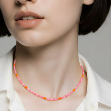 Load image into Gallery viewer, Opals in Neon Pink and Orange "Barbie"Gold Necklace
