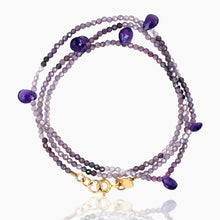 Load image into Gallery viewer, Triple Wrap Purple Shaded SpinelAmethyst Bracelet/Necklace
