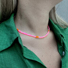 Load image into Gallery viewer, Opals in Neon Pink and Orange &quot;Barbie&quot;Gold Necklace
