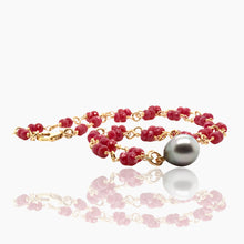 Load image into Gallery viewer, Ruby Necklace with Black Tahitian Pearl Drop
