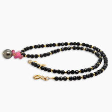 Load image into Gallery viewer, Black Necklace with Tahitian Pearl and Pink Gemstones
