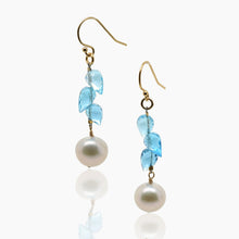 Load image into Gallery viewer, Blue Topaz With Pearl Gold Earrings
