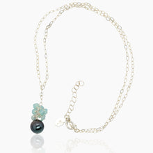 Load image into Gallery viewer, Blue Opal Cluster with Black Tahitian Pearl Silver Necklace

