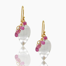 Load image into Gallery viewer, Crystal with Pink Sapphire Gold Earrings
