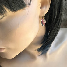Load image into Gallery viewer, Crystal with Pink Sapphire Gold Earrings
