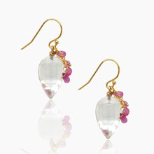 Load image into Gallery viewer, Crystal with Pink Sapphire Gold Earrings
