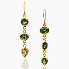 Load image into Gallery viewer, Trio Tourmaline 22K Gold Earrings
