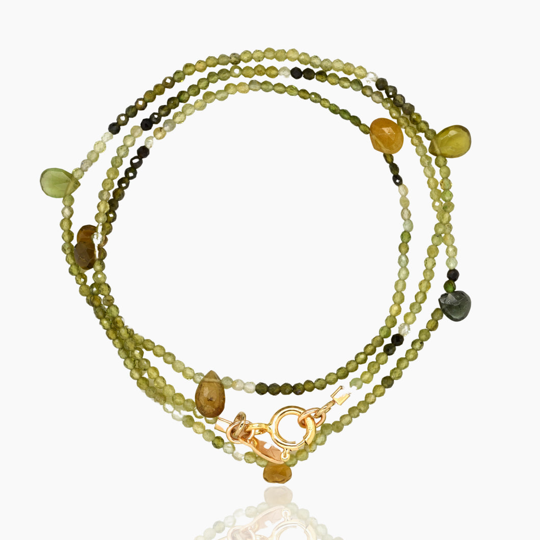 Triple Wrap Green Tourmaline Bracelet/Necklace