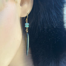 Load image into Gallery viewer, The Hematite Drop Earrings with Opal
