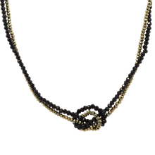 Load image into Gallery viewer, Pyrite and Black Spinel Knot Necklace
