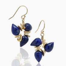 Load image into Gallery viewer, Signature Lapis with Pearl Gold Earrings
