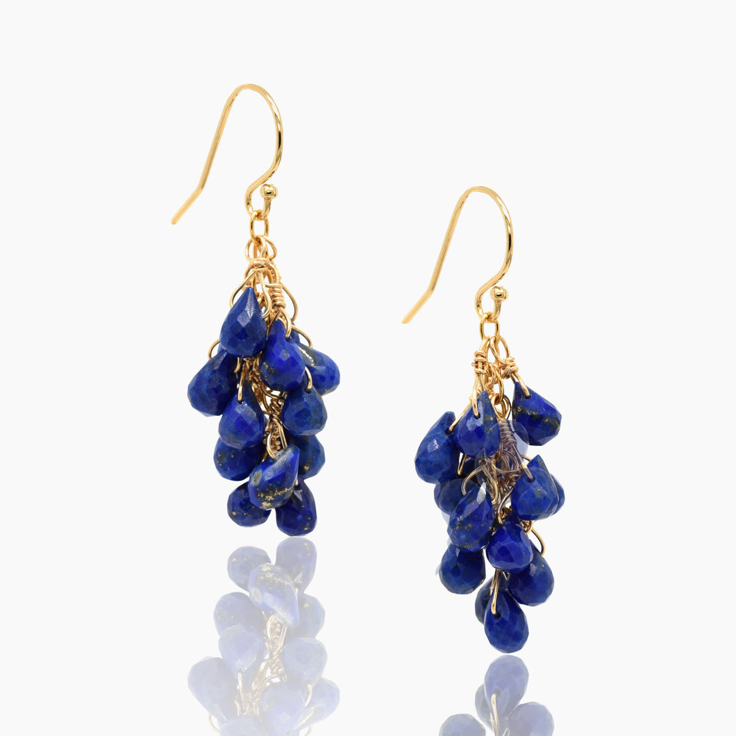 Cascading Lapis Gold Earrings
