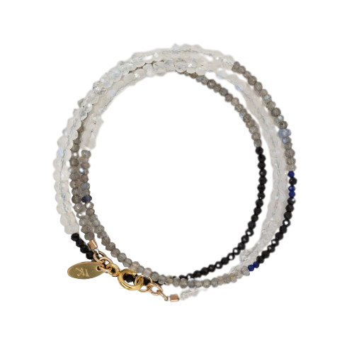 Triple Wrap Monochromatic Moonstone, Labradorite, Spinel Bracelet/Necklace