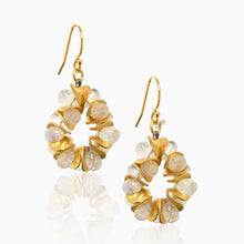 Load image into Gallery viewer, Moonstone Halo Gold Earrings
