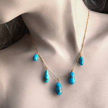 Load image into Gallery viewer, Persian Turquoise Gold Drop Necklace
