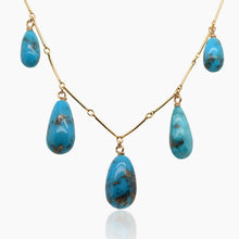Load image into Gallery viewer, Persian Turquoise Gold Drop Necklace
