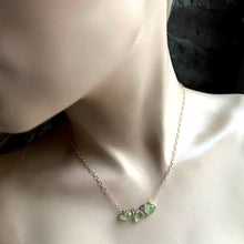 Load image into Gallery viewer, Signature Prehnite Bud with Pink Sapphire Gold Necklace
