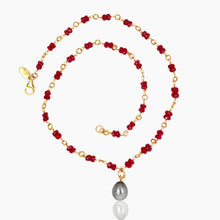 Load image into Gallery viewer, Ruby Necklace with Black Tahitian Pearl Drop
