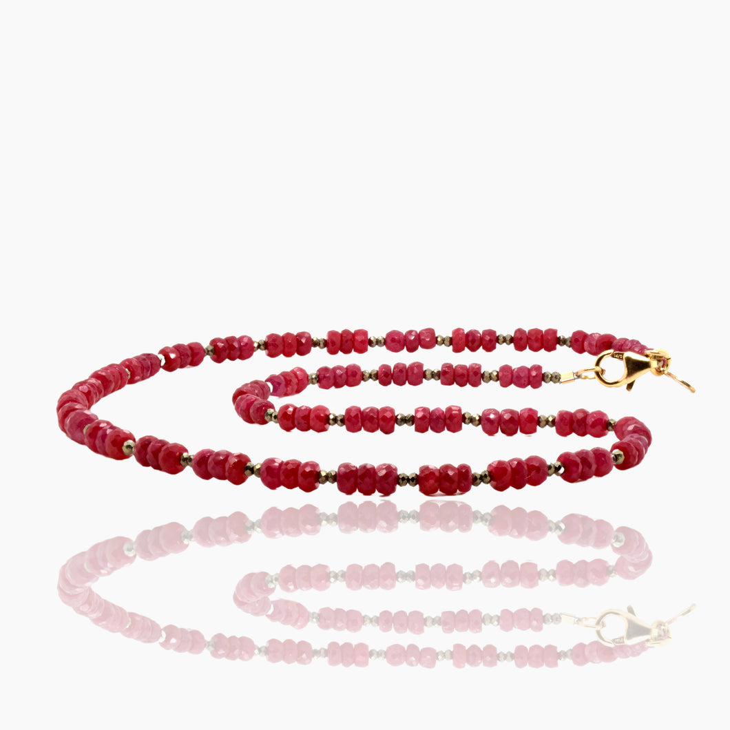 Ruby and Pyrite Gold Necklace
