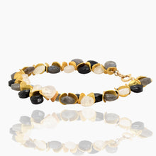 Load image into Gallery viewer, Monochromatic Moonstone Spinel Labradorite Signature Gold Bracelet
